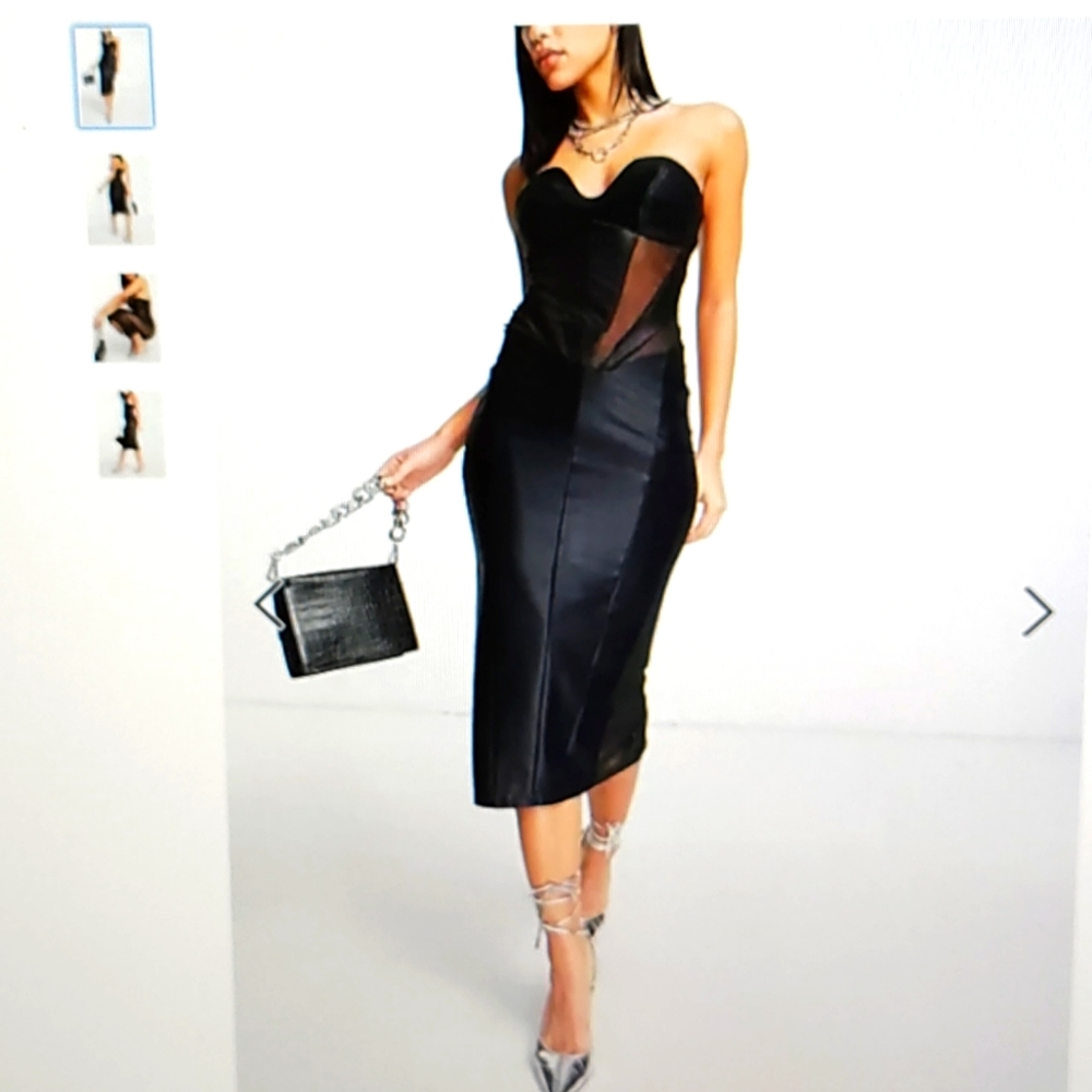 Stretch Satin & mesh pencil Dress!